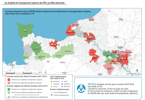 Carte - L'enseignement supérieur et la recherche dans la Vallée de la Seine